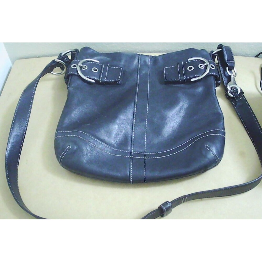 Vintage Coach Black Leather Shoulder Bag Convertible Strap F05S-1452 10x2x10"